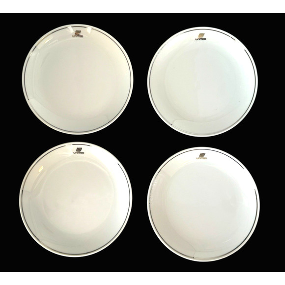 Vintage United Airlines Porcelain Plates Lot of 4 Snack Appetizer Tulip UAL 6.5" - Picture 1 of 11